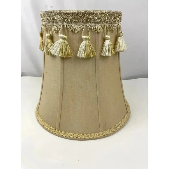 VTG Champagne Fringe Trim Victorian Lamp Shade ONLY 11" Tall - Picture 7 of 14
